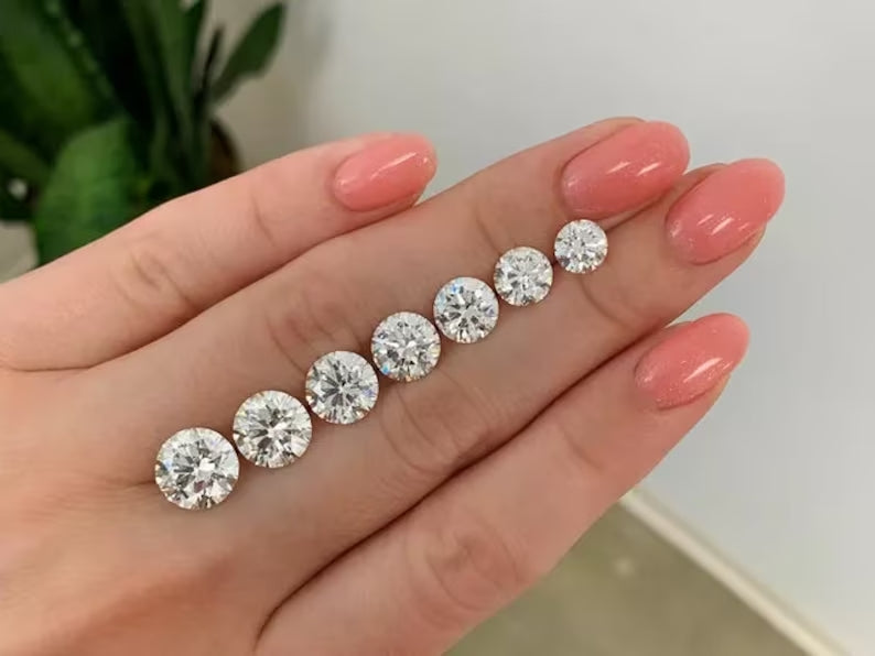 GRA Certified Loose Moissanite Round Cut Stones D VVS1 All Sizes 3 - 15 mm USA Stock