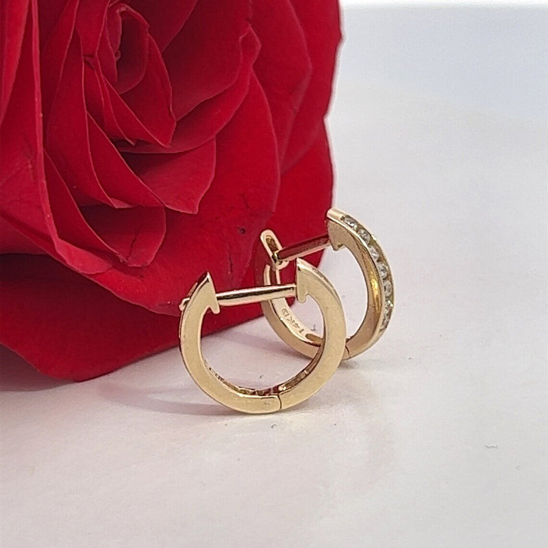 14k Cubic Zerconia Hoop Earring | 2.00MM Cubic Zirconia Hoop Earring | Huggies Earring | Real Gold Earring