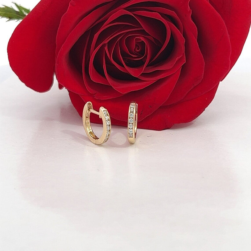 14k Cubic Zerconia Hoop Earring | 2.00MM Cubic Zirconia Hoop Earring | Huggies Earring | Real Gold Earring
