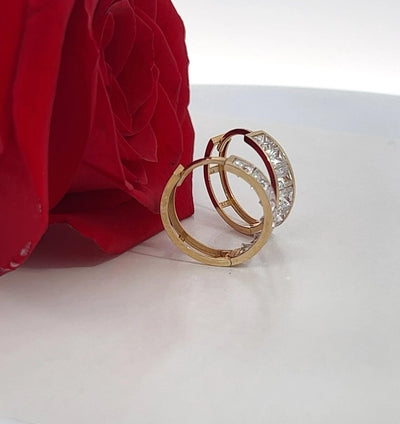 14k Cubic Zerconia Hoop Earring | 4.00MM Cubic Zirconia Hoop Earring | Huggies Earring | Real Gold Earring