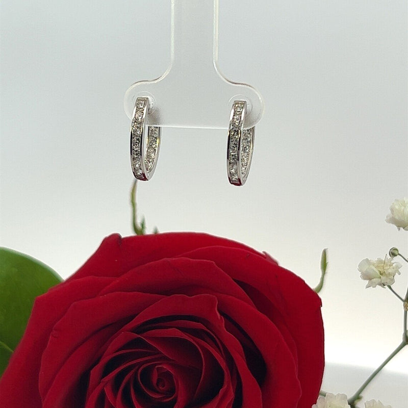 14 kt Inside Outside | Oval Shape | Cubic Zerconia Hoop Earring | 2.00MM Cubic Zirconia Hoop Earring | Huggies Earring | Real Gold Earring