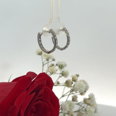 14 kt Inside Outside | Oval Shape | Cubic Zerconia Hoop Earring | 2.00MM Cubic Zirconia Hoop Earring | Huggies Earring | Real Gold Earring