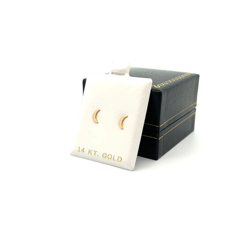 Crescent Moon Stud Earrings in 14k Solid Gold. Gifts for Girls, Birthday, Gift for mom, Tiny Stud Earrings 14k White, Yellow, Rose