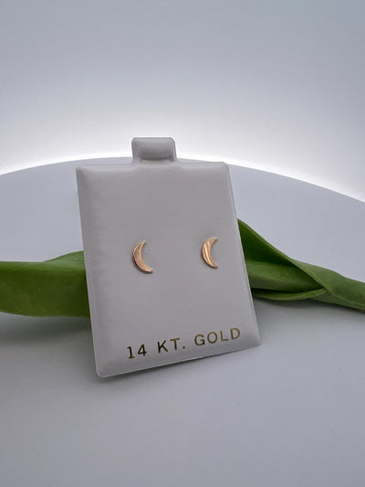 Crescent Moon Stud Earrings in 14k Solid Gold. Gifts for Girls, Birthday, Gift for mom, Tiny Stud Earrings 14k White, Yellow, Rose