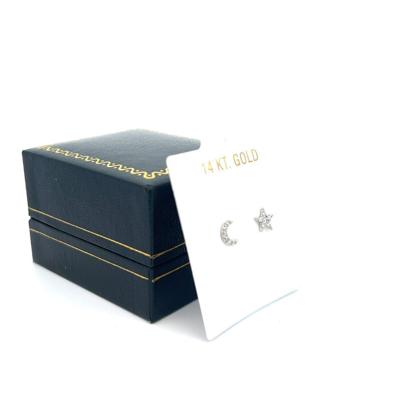 Mismatched Moon and Star Studs Earrings • 14k Solid Gold • Celestial Earrings • Mini Studs • Gift for Her