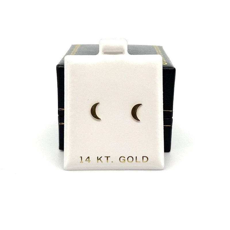 Crescent Moon Stud Earrings in 14k Solid Gold. Gifts for Girls, Birthday, Gift for mom, Tiny Stud Earrings 14k White, Yellow, Rose