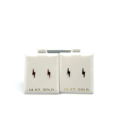 Lighting Bolt Stud Earrings-Gold-14K Solid White/Yellow/Rose Gold Lightning Bolt Push Back Stud