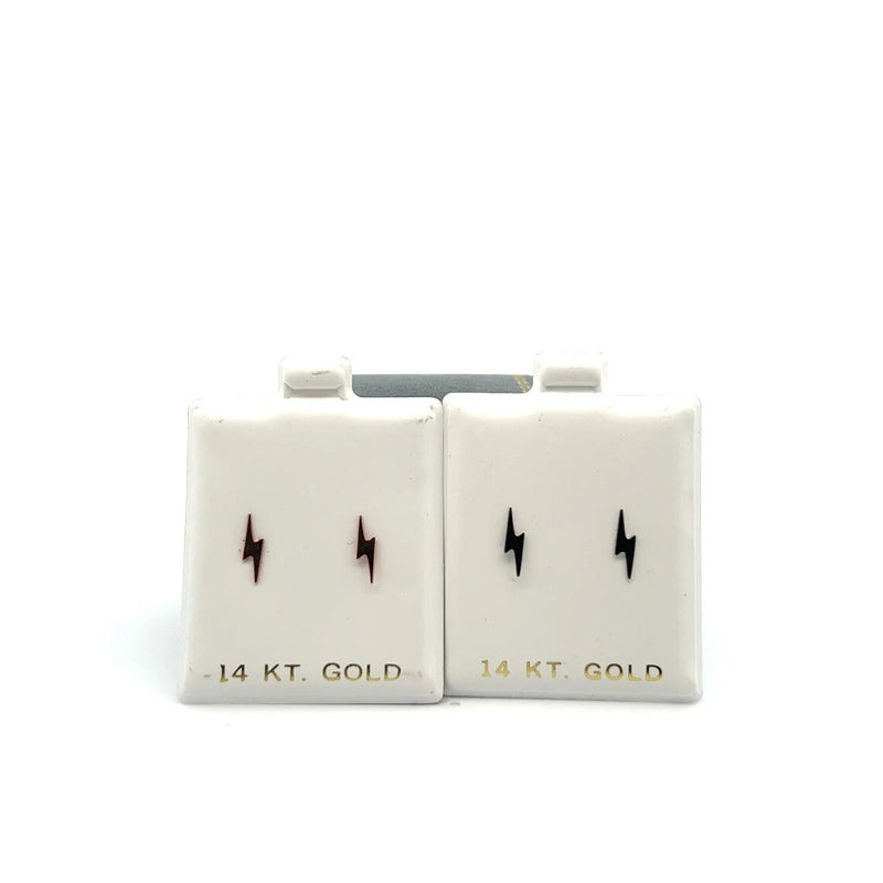 Lighting Bolt Stud Earrings-Gold-14K Solid White/Yellow/Rose Gold Lightning Bolt Push Back Stud