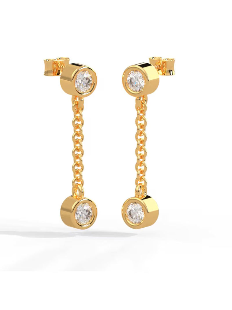 0.80 ct Round Cut Diamond Drop Push Back Earrings in 14K White Gold