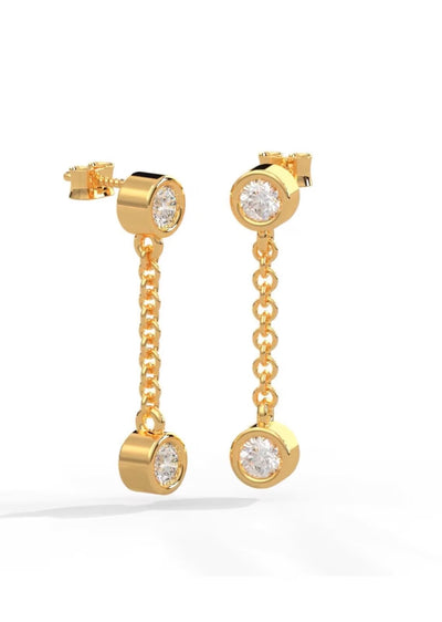 0.80 ct Round Cut Diamond Drop Push Back Earrings in 14K White Gold