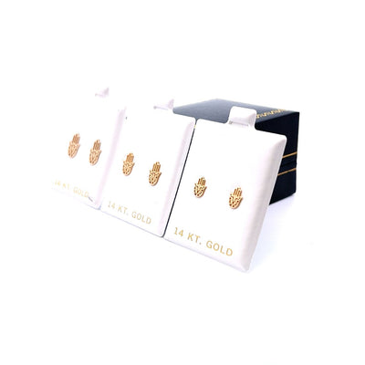 Tiny Hamsa Hand of Fatıma Shaped Stud Earrings, 14K Solid Gold Earrings,