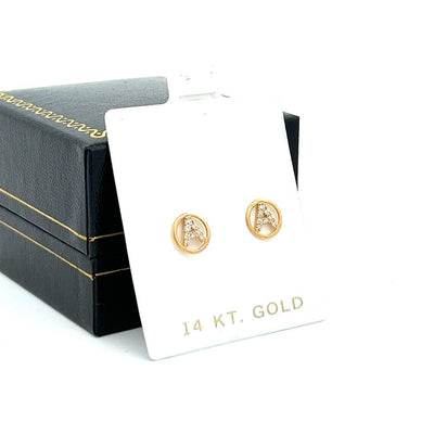 14k Solid Gold Circle Letter Initial Pendant Necklace