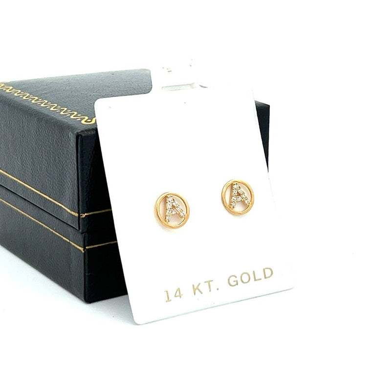 14k Solid Gold Circle Letter Initial Pendant Necklace