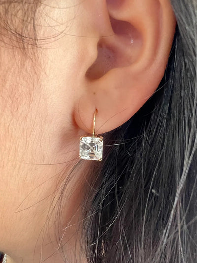 1.20 ct to 5.00 ct Asscher Cut Moissanite Stud Earrings in Drop Leverback Earrings in 14K White Gold