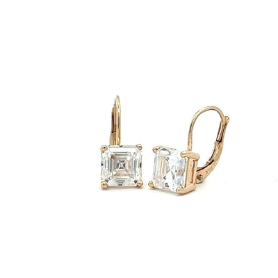 1.20 ct to 5.00 ct Asscher Cut Moissanite Stud Earrings in Drop Leverback Earrings in 14K White Gold