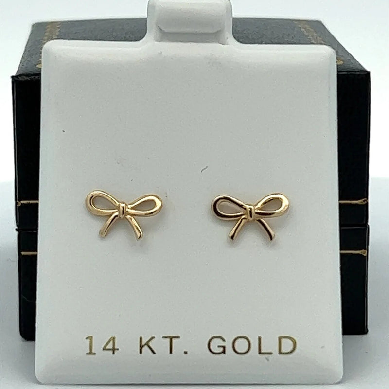 Classic Ribbon Stud Earring in 14k Solid Gold, Present Bow, Bow Tie, Knot Earrings, Screw back Earring