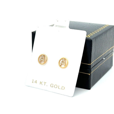 14k Solid Gold Circle Letter Initial Pendant Necklace