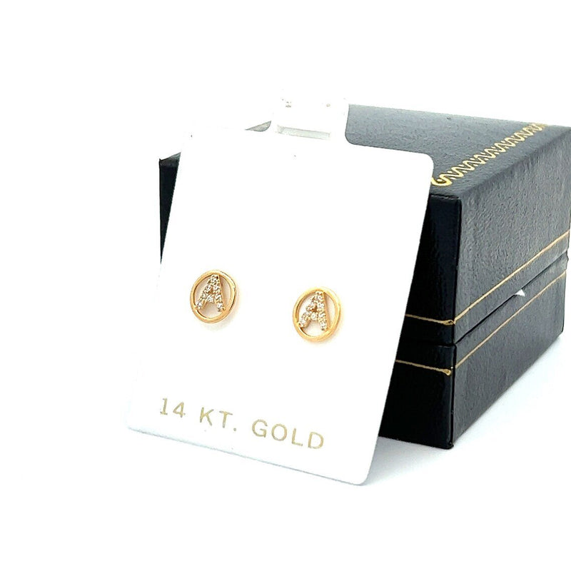 14k Solid Gold Circle Letter Initial Pendant Necklace