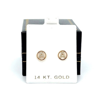14k Solid Gold Circle Letter Initial Pendant Necklace