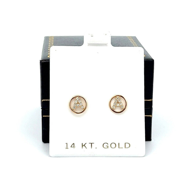 14k Solid Gold Circle Letter Initial Pendant Necklace