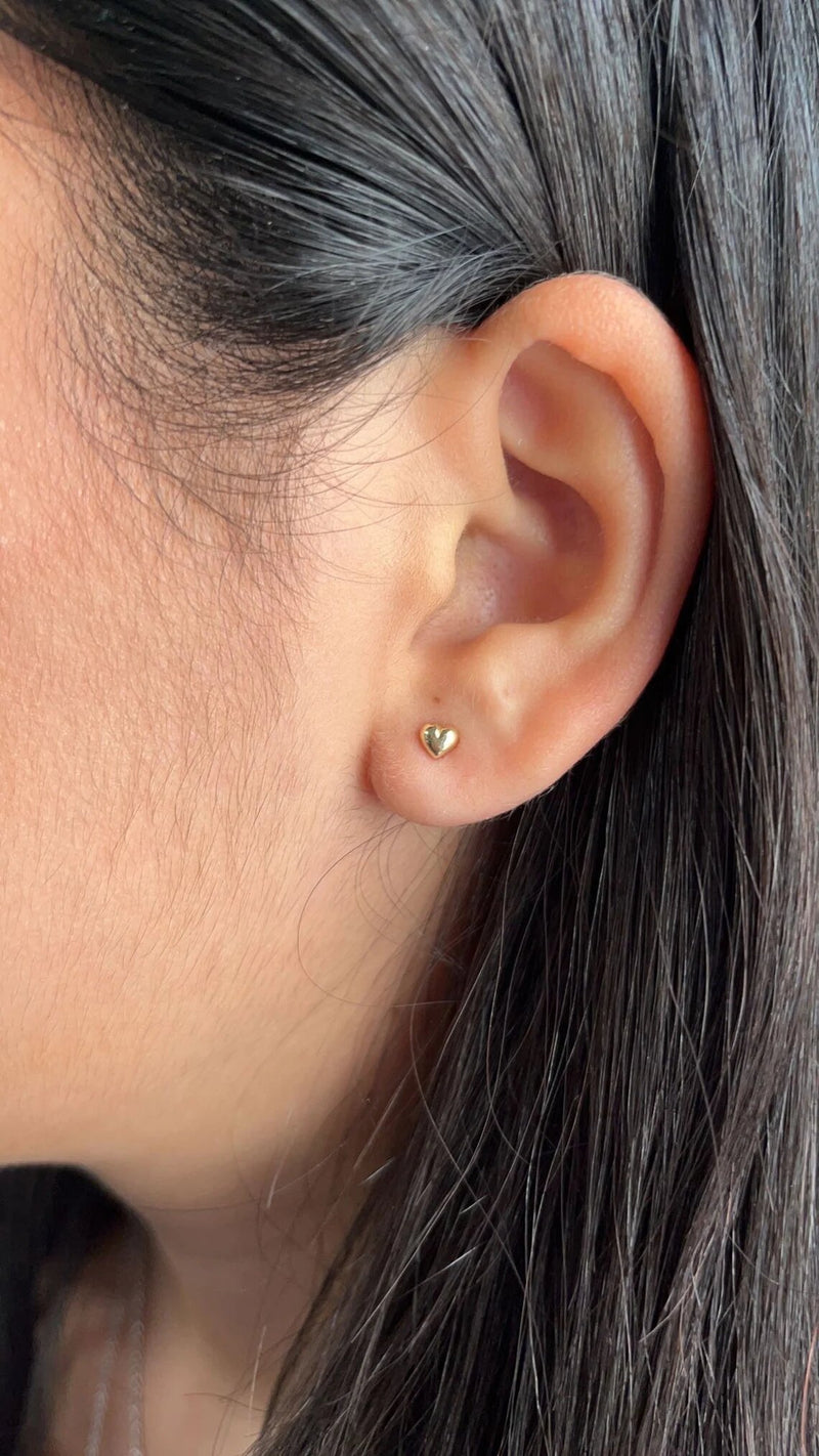 14K Gold Heart Stud Earrings, Love Earrings Dainty Everyday Earrings Tiny Stud Earrings