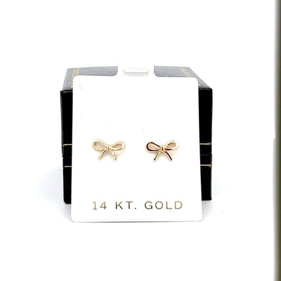 Classic Ribbon Stud Earring in 14k Solid Gold, Present Bow, Bow Tie, Knot Earrings, Screw back Earring