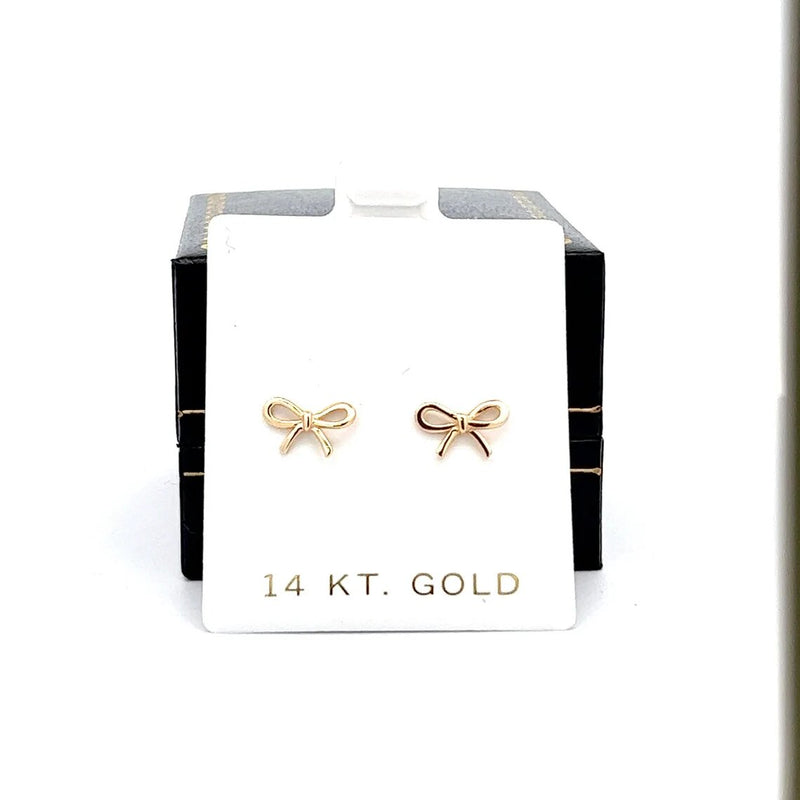 Classic Ribbon Stud Earring in 14k Solid Gold, Present Bow, Bow Tie, Knot Earrings, Screw back Earring