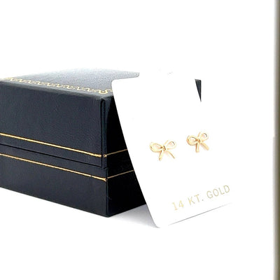 Classic Ribbon Stud Earring in 14k Solid Gold, Present Bow, Bow Tie, Knot Earrings, Screw back Earring