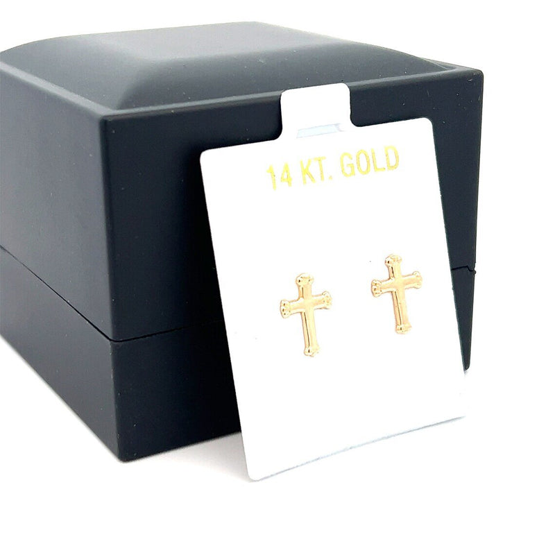 Cross Stud Earrings in 14k Solid Gold, Gift Earrings for Her, Cross Earrings, Tiny Studs