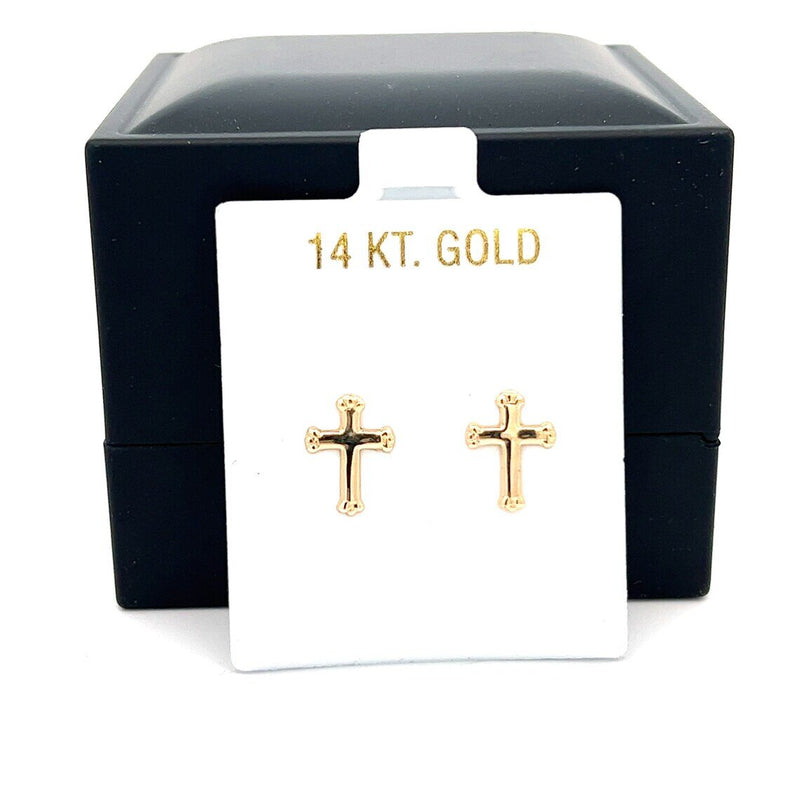 Cross Stud Earrings in 14k Solid Gold, Gift Earrings for Her, Cross Earrings, Tiny Studs