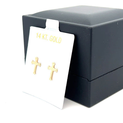 Cross Stud Earrings in 14k Solid Gold, Gift Earrings for Her, Cross Earrings, Tiny Studs