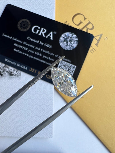 Marquise Cut GRA Certified Loose Moissanite Stones D VVS1 Sizes 5x10 mm 6x12 mm 7x14 mm USA Stock