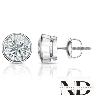 Moissanite Stud Earrings • 14K Gold Solid • Round Cut • Moissanite Stud • Solid Gold Stud Earrings • Moissanite Earring • Bazel Setting