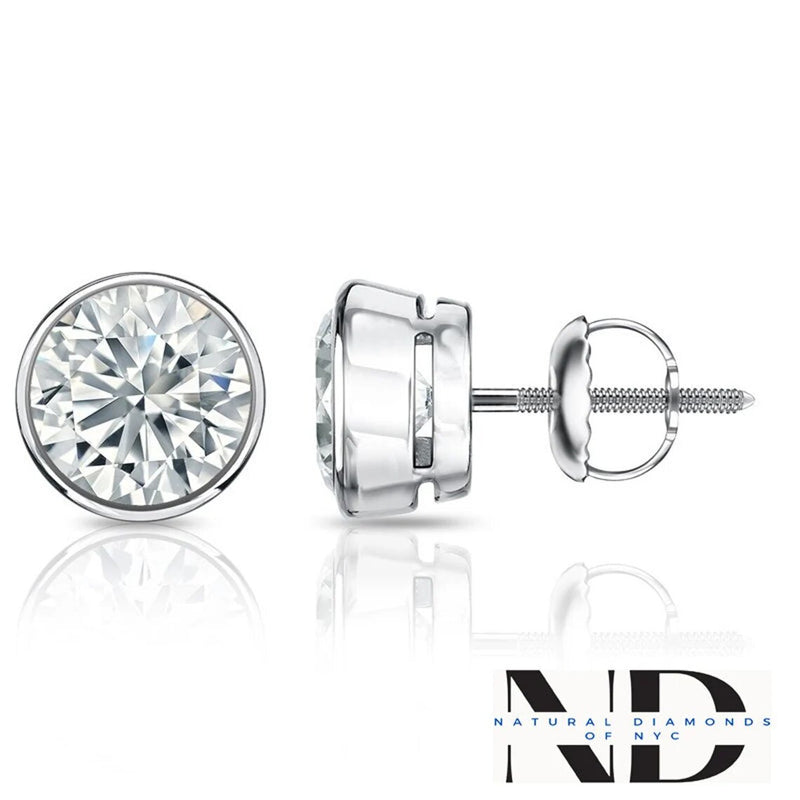 Moissanite Stud Earrings • 14K Gold Solid • Round Cut • Moissanite Stud • Solid Gold Stud Earrings • Moissanite Earring • Bazel Setting
