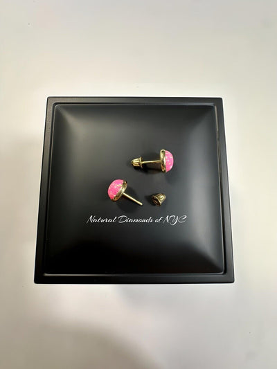 Pink Opal Stud Earrings in 14K Solid Gold, Bezel Set Pink Opal Studs, 14K Solid Gold, Screw back, Opal Earrings, Dainty Stud Earrings