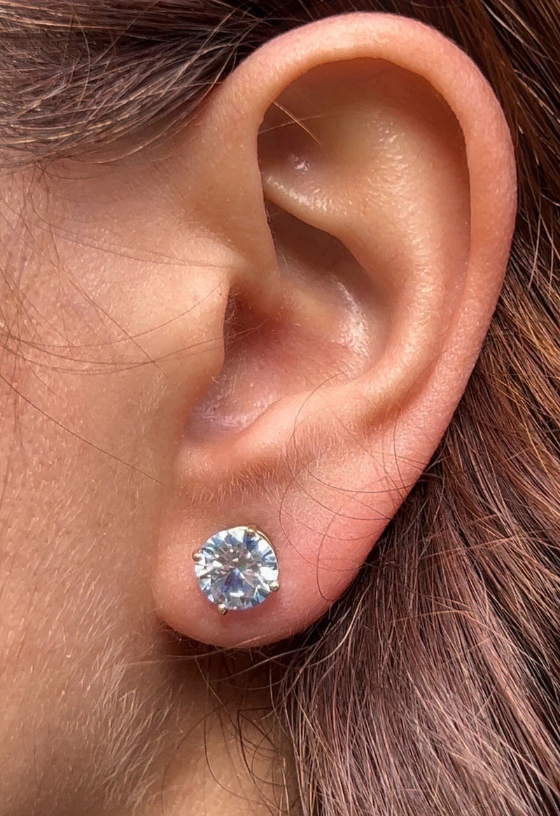 Green Moissanite Stud Earrings • GRA Certified • 14K Gold Solid • Round Cut • Green Moissanite Stud • Stud Earrings • Moissanite Earring