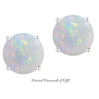 White Opal Stud Earrings in 14K Solid Gold, Prong Set White Opal Studs, 14K Solid Gold, Push back, Opal Earrings, Dainty Stud Earrings