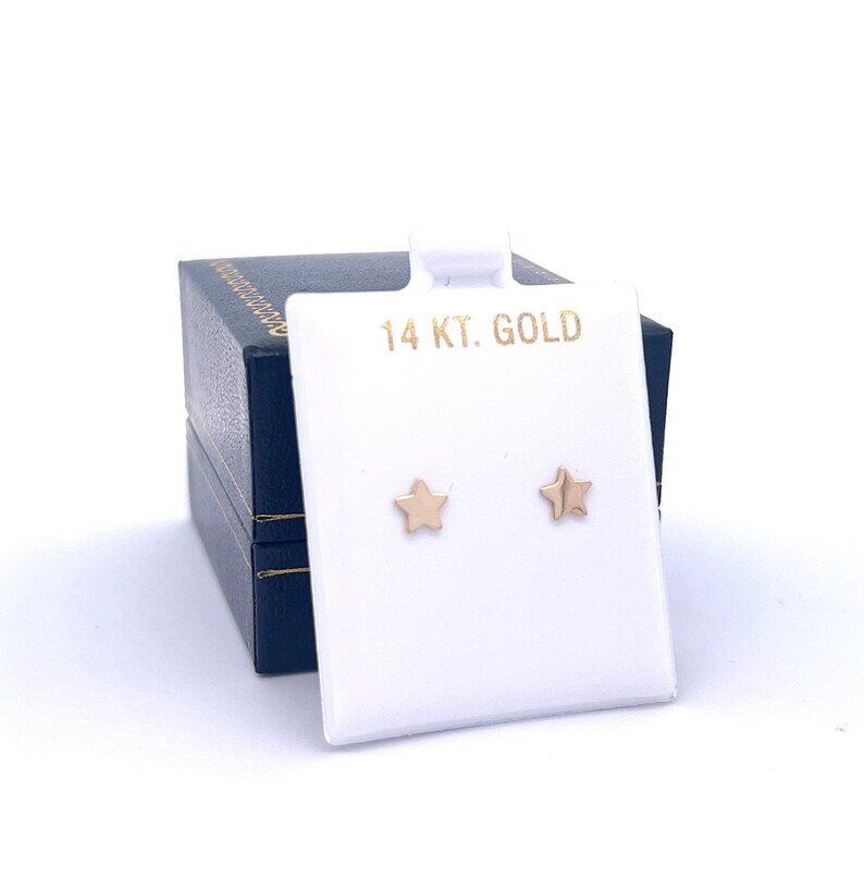 Star Stud Earrings in 14k Solid Gold-Star Earrings-Star Studs