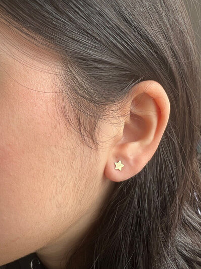 Star Stud Earrings in 14k Solid Gold-Star Earrings-Star Studs