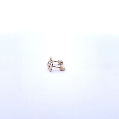 Dainty Pure Gold Plain Heart Stud Earrings, 14K Gold