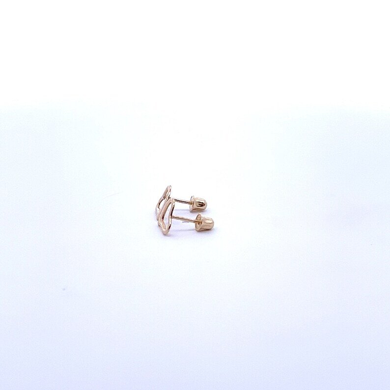 Dainty Pure Gold Plain Heart Stud Earrings, 14K Gold