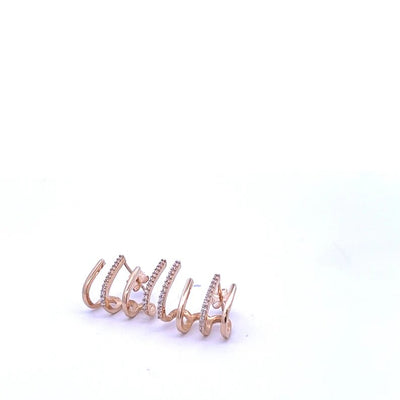 14K Gold, Dainty Triple Band Huggie Hoop Earrings, Claw Stud Earrings, Gold Jewelry, Ear Jacket Earrings
