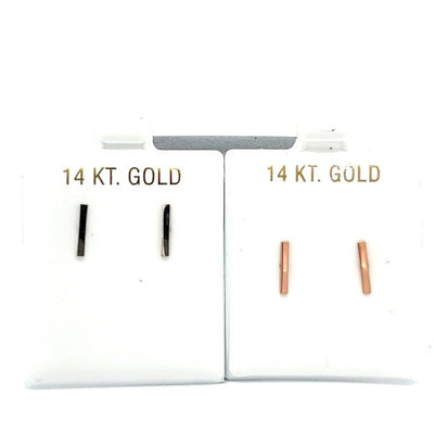 14k Gold Bar Stick Earrings, Minimalist Stud Earring for Everyday Wear, Simple Parallel Lines Models, Staple Line posts