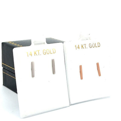 14k Gold Bar Stick Earrings, Minimalist Stud Earring for Everyday Wear, Simple Parallel Lines Models, Staple Line posts