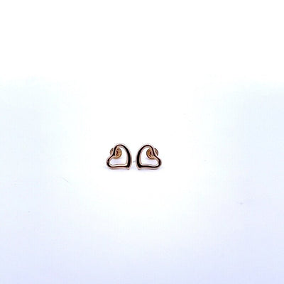 Dainty Pure Gold Plain Heart Stud Earrings, 14K Gold