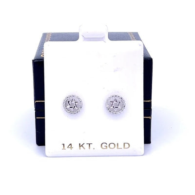 Cubic Zirconia Star of David Earring, Jewish Star Stud, 14k Yellow Solid Gold