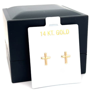 Cross Stud Earrings in 14k Solid Gold, Gift Earrings for Her, Cross Earrings, Tiny Studs
