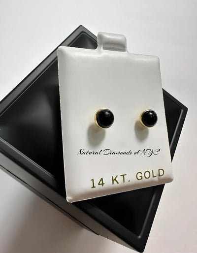 Black Onyx Stud Earrings in 14K Solid Gold•Genuine Gold• Onyx Gemstone•Stud Earrings•Onyx Earrings•Secure Screwbacks in All Sizes