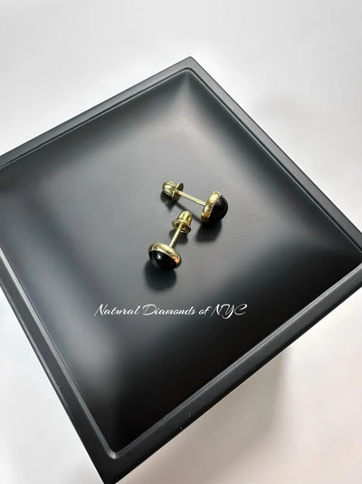 Black Onyx Stud Earrings in 14K Solid Gold•Genuine Gold• Onyx Gemstone•Stud Earrings•Onyx Earrings•Secure Screwbacks in All Sizes