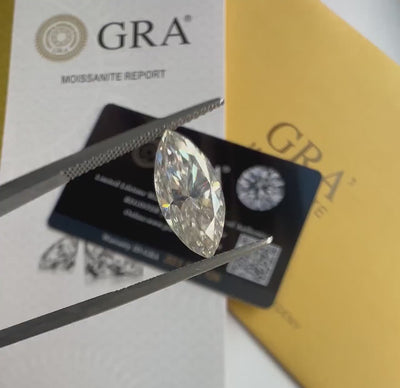 Marquise Cut GRA Certified Loose Moissanite Stones D VVS1 Sizes 5x10 mm 6x12 mm 7x14 mm USA Stock